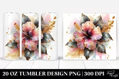 Glossy Hibiscus Golden Tumbler Product Image 1