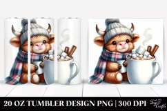 cute Highland Cow with Blanket and Hot Cocoa 20 Oz Tumbler Product Image 1