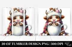 cute Highland Cow with Blanket and Hot Cocoa 20 Oz Tumbler Product Image 1