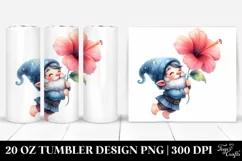 Cute Floating Gnome with Large Hibiscus | 20 Oz Tumbler Product Image 1