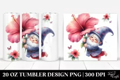 Cute Floating Gnome with Large Hibiscus | 20 Oz Tumbler Product Image 1