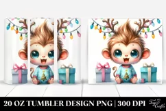 Cute Baby Monkey with Reindeer Horns 20 Oz Tumbler Product Image 1