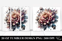 Watercolor Chrysanthemum Shiny Metallic Tumbler Product Image 1