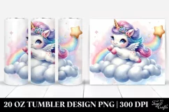 Cute Baby Unicorn Bouncing on a Cloud | 20 Oz Tumbler Product Image 1