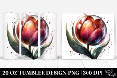 Shiny Tulip with Watercolor Splash | 20 Oz Tumbler Product Image 1