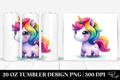 Vibrant Unicorn Watercolor Drawing | 20 oz Tumbler Product Image 1