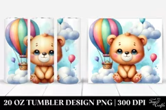 Cute Colorful Baby Bear with Hot Air Balloon | 20 Oz Tumbler Product Image 1