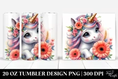 Cute Baby Unicorn with Gerbera | 20 Oz Tumbler Product Image 1