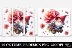 Cute Floating Gnome with Large Begonia | 20 Oz Tumbler Product Image 1