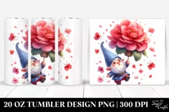 Cute Floating Gnome with Large Begonia | 20 Oz Tumbler Product Image 1