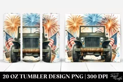 Vintage Jeep with Fireworks | 20 oz Tumbler Product Image 1