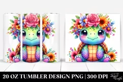 Cartoon-style Turtle Flower Crown Tumbler Product Image 1