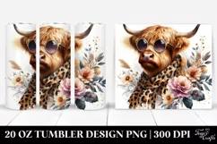 Elegant Highland Cow with Flowers | 20 Oz Tumbler Product Image 1
