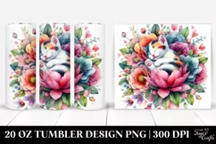 Colorful Kitten Sleeping in Flower | 20 Oz Tumbler Product Image 1