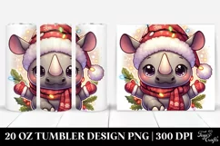 Cute Baby Rhino with Santa Hat, High-Quality 20 Oz Tumbler Product Image 1