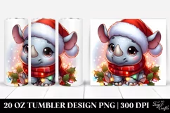 Cute Baby Rhino with Santa Hat, High-Quality 20 Oz Tumbler Product Image 1
