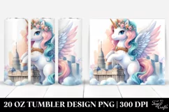 Cute Unicorn Johnny Bravo Serene Sky Palace | 20 Oz Tumbler Product Image 1