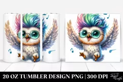 Jumping Baby Owl Watercolor Tumbler Product Image 1