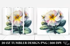 Detailed Watercolor Primrose | 20 Oz Tumbler Product Image 1