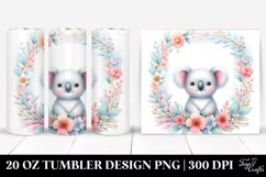 Colorful Pastel Koala Floral | 20 Oz Tumbler Product Image 1