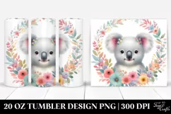 Colorful Pastel Koala Floral | 20 Oz Tumbler Product Image 1