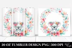 Colorful Pastel Koala Floral | 20 Oz Tumbler Product Image 1