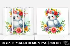 Colorful Parrot with Flower Crown | 20 oz Tumbler Product Image 1