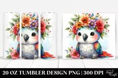 Colorful Parrot with Flower Crown | 20 oz Tumbler Product Image 1