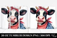 Cow Portrait Bandana Big Eyes Enthusiastic | 20 Oz Tumbler Product Image 1