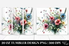 Washed Watercolor Colorfull Wild Flowers | 20 oz Tumbler Product Image 1