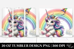 Cute Unicorn Rainbow Whimsical Kite | 20 Oz Tumbler Product Image 1