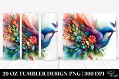 Artistic 3D Bird with Flowers. 20 Oz Tumbler Design Product Image 1