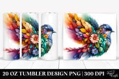 Artistic Vibrant 3D Bird Flowers. 20 Oz Tumbler Design Product Image 1