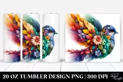 Artistic Vibrant 3D Bird Flowers. 20 Oz Tumbler Design Product Image 1