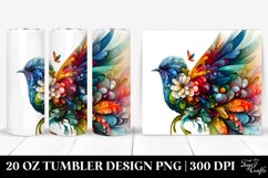 Artistic 3D Bird with Flowers. 20 Oz Tumbler Design Product Image 1
