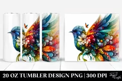 Artistic 3D Bird with Flowers. 20 Oz Tumbler Design Product Image 1