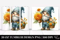 Cute Gnome with Marigold Bouquet | 20 Oz Tumbler Product Image 1