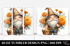 Cute Gnome with Marigold Bouquet | 20 Oz Tumbler Product Image 1