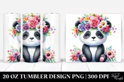 Cartoon Panda with Flower Crown | 20 oz Tumbler Product Image 1