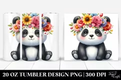Cartoon Panda with Flower Crown | 20 oz Tumbler Product Image 1