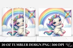 Cute Baby Unicorn Swinging from Rainbow | 20 Oz Tumbler Product Image 1