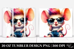 Watercolor Happy Baby Mouse | 20 oz Tumbler Product Image 1