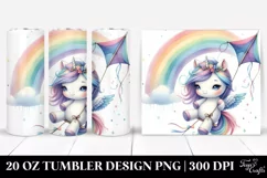 Baby Unicorn Rainbow Kite | 20 Oz Tumbler Product Image 1