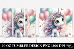 Cute Unicorn with Balloons | 20 Oz Tumbler Product Image 1