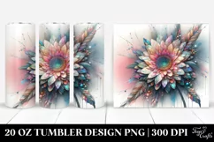 Shiny Gerbera Diamonds Watercolor Splash | 20 oz Tumbler Product Image 1