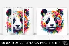 Abstract Vibrant Watercolor Panda Flowers. 20 Oz Tumbler Product Image 1