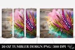 Colorful Heather on Wooden Background | 20 Oz Tumbler Product Image 1
