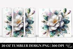 20 Oz Tumbler Sublimation | Golden Gardenia Watercolor Product Image 1