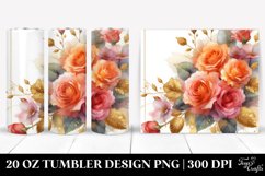 Colorful Rose Orange Roses Watercolor Tumbler | 20 oz Product Image 1