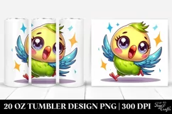 Cute Enthusiastic Cartoon Budgerigar Tumbler Product Image 1